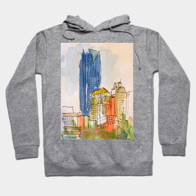 Oklahoma City Skyline Hoodie by Darrell T Smith Art & Design